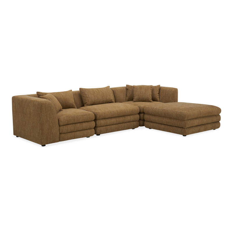 Canapé modulaire 4 pièces Donia, Tweed moutarde lueur ambrée