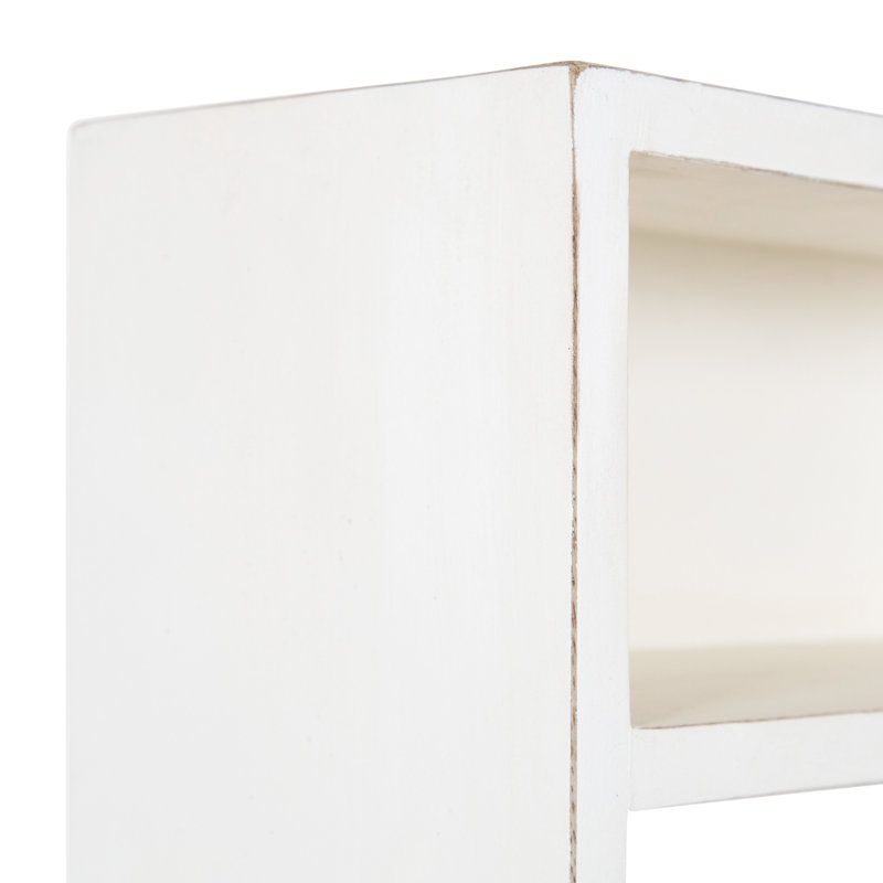 Bureau flottant en bois massif Aerick, Blanc