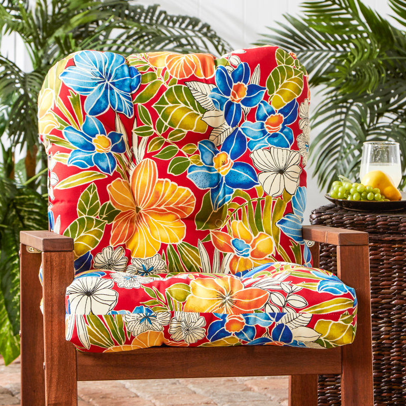 Coussin de chaise d'extérieur Lester, Rouge Aloha, 1, H 21 po x l 21 po x P 21 po