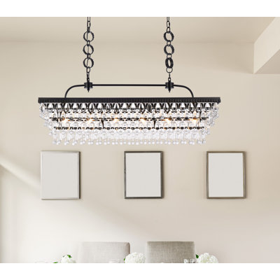 Luminaire suspendu unique à 6 lumières avec accents de cristal Arey