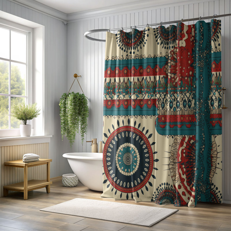 Boho Kaleidoscope - Premium Shower Curtain, 74" H x 71" W