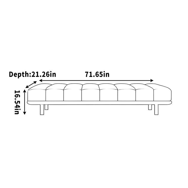 Tabouret de banquette en cuir, H 16,54 po x l 71,65 po x P 21,26 po