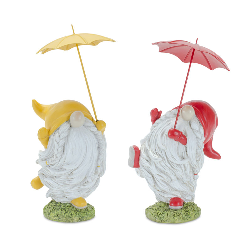 Ensemble de gnome en résine avec parasol 4 pièces Trinx Divyne