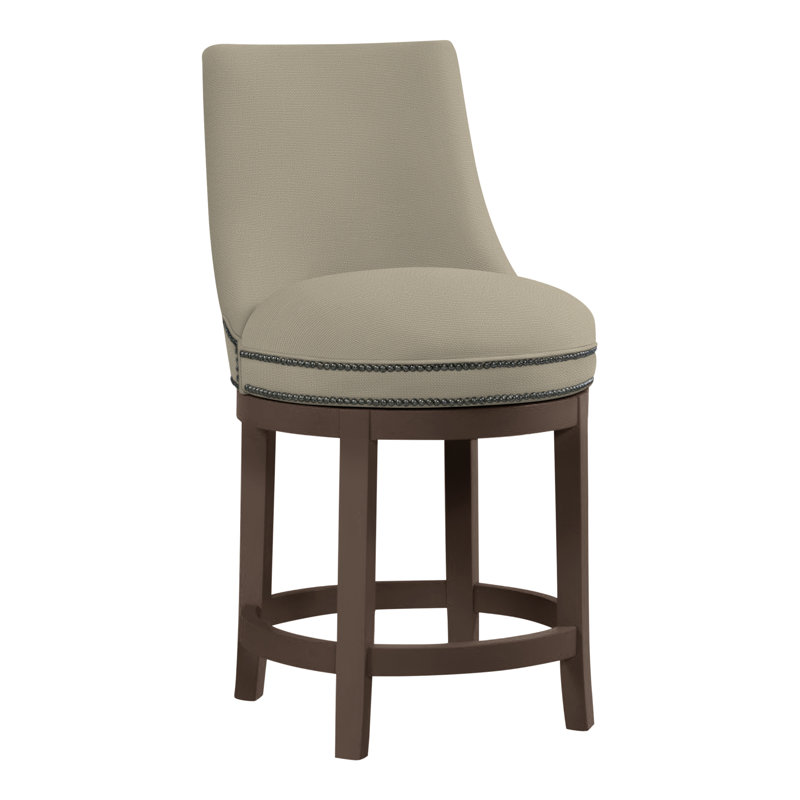 Vesper Upholstered Counter Stool with Solid Wood Frame, Hazelnut, Perigold Beagle Grasscloth