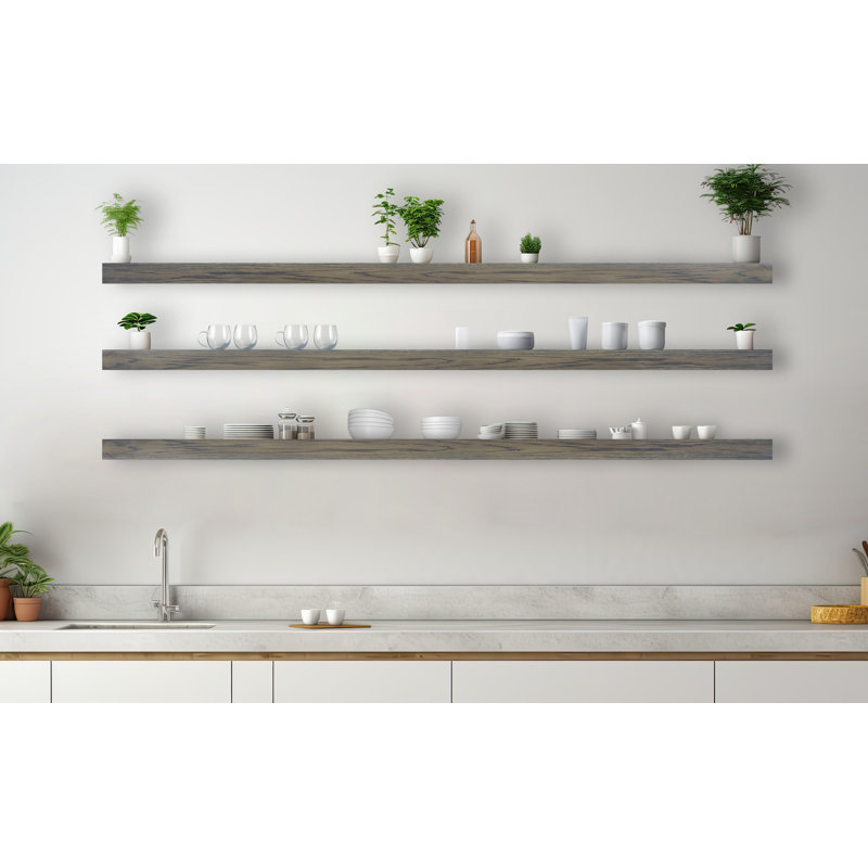 3 Piece Oak Floating Shelf, 3'' H x 72'' W x 4'' D