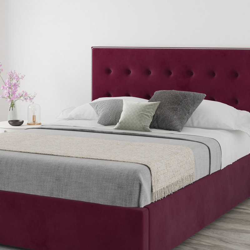 Wem Upholstered Headboard, Single (3'), Velvet Berry