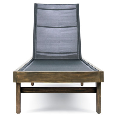 Chaise Lounge In Dark Grey Mesh From - Comfortable And Stylish, Wood Base, 76.99" D X 23.52" W 31.51" H 'S Relax Comfort Style, Frame, 76.99In 24In 31.5In
