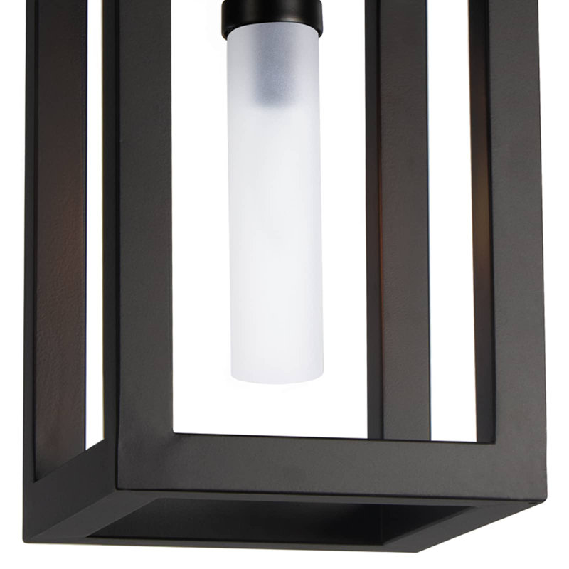 Montecito Elegance Frosted Glass & Black Iron Outdoor Lantern