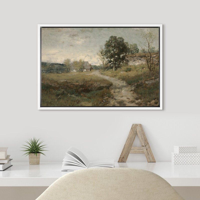 «Rustic Countryside», campagne de campagne, H 24 po x l 36 po, Cadre flottant blanc