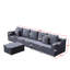 Canapé modulaire profond en velours côtelé avec porte-gobelets, aucun assemblage requis-144376560-144376562