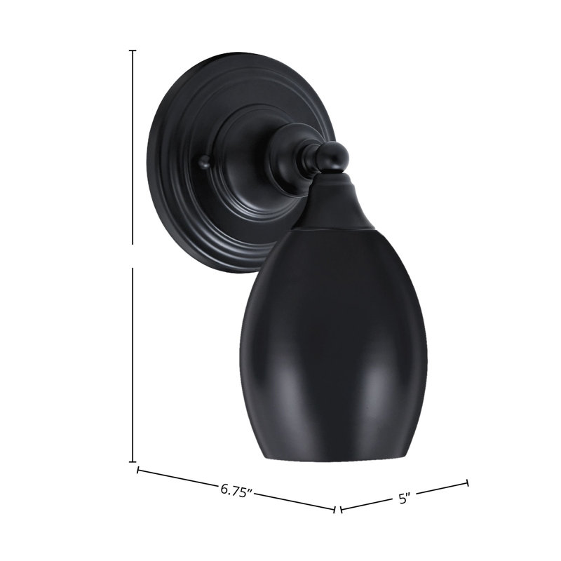 Wall Sconce With 5" Oval Metal Shade, Matte Black