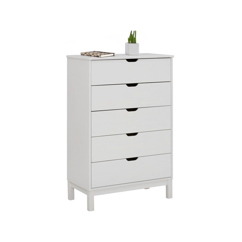Eisenhauer Solid Wood 76cm W 5 - Drawer Chest of Drawers, White