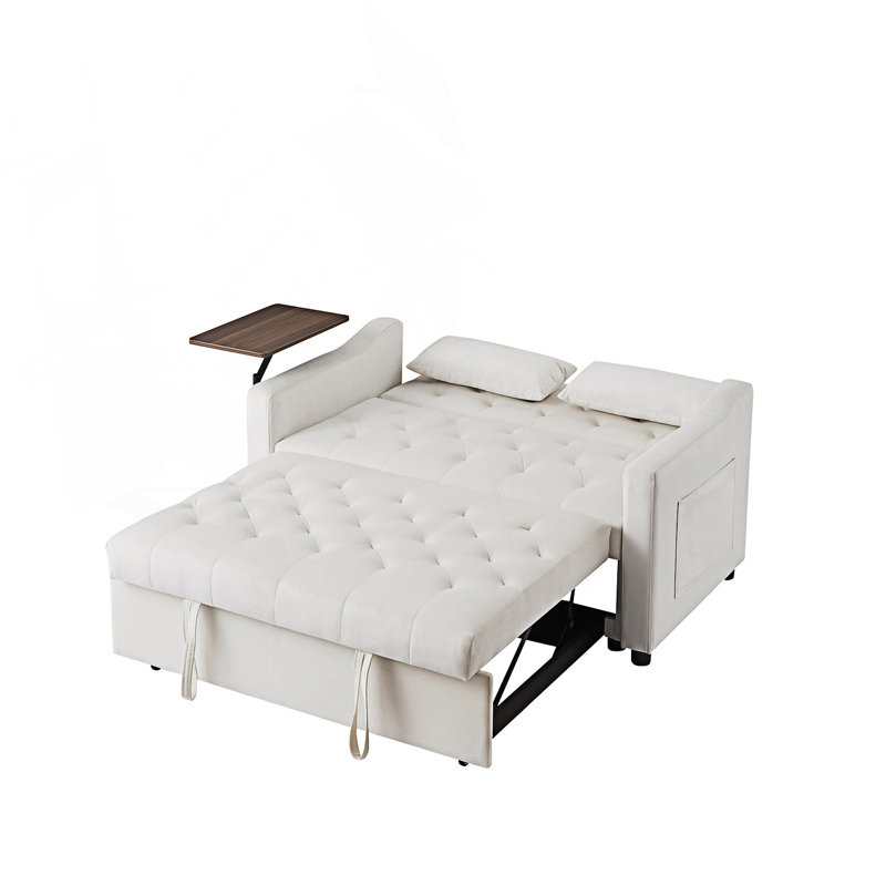 Sofa Bed With Side Table, Cream White