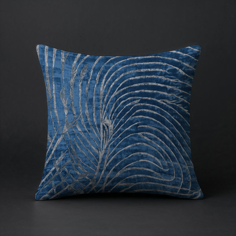 Coussin décoratif intérieur et extérieur Modern, Bleu abstrait 16, Carré 18 po