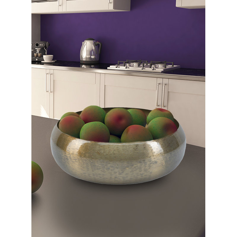 Bol décoratif en métal Ryton, H 2,75 po x l 8,5 po x P 8,5 po