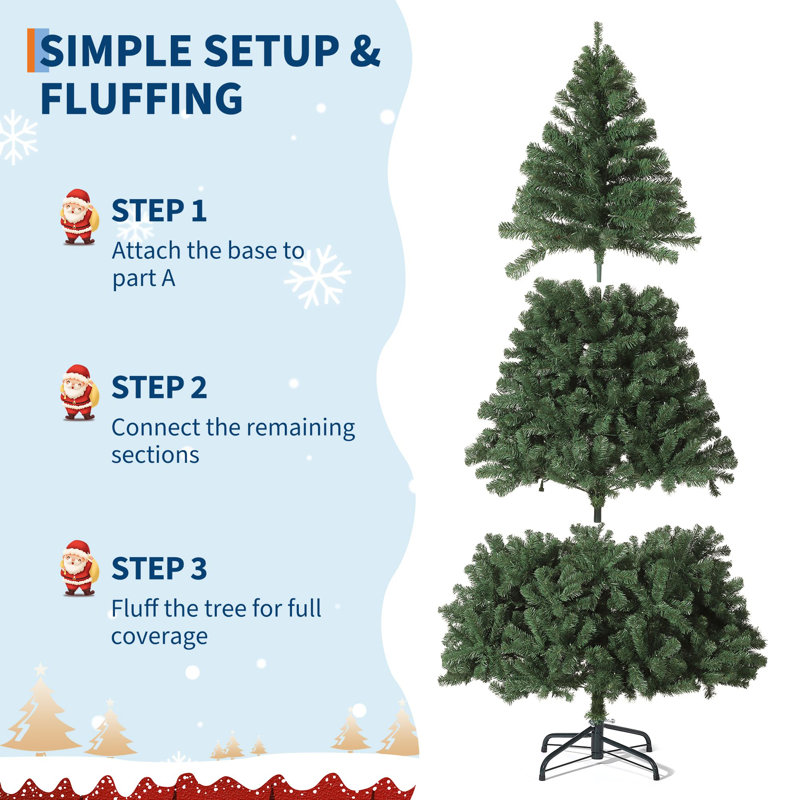 Arbre de Noël artificiel 9 pi avec lumières DEL, branches en PVC, base articulée et base pliable 9 pi, 108