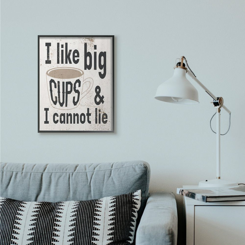 «Big Cups Funny Word Kitchen Bathroom Room Textured Design», impression sur toile, H 30 po x l 24 po x P 1,5 po