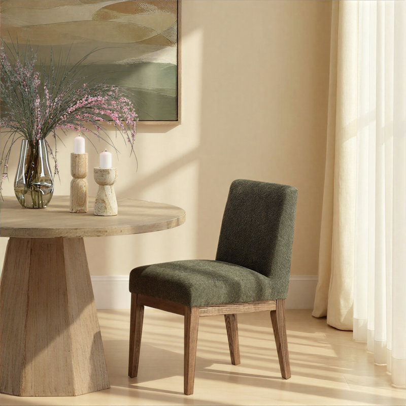 Weilan Polyester Upholstered Dining Chair, Olive, Olive