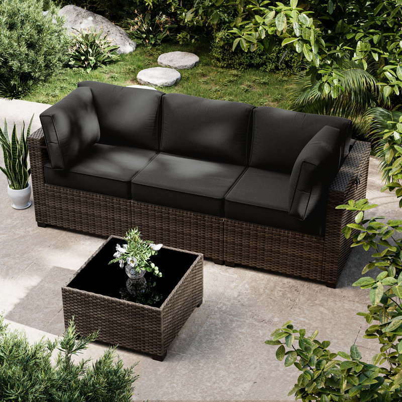 Ensemble de 8 coussins de remplacement pour l'extérieur de 4 po - 3 coussins de siège, 3 dossiers, 2 coussins de coin - Ensemble de coussins seulement