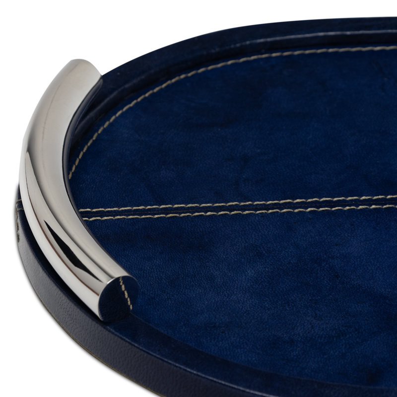 Hayes Leather Tray Oval (Blue)
