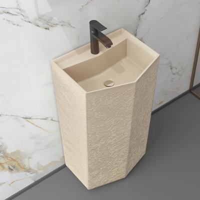 34" Tall Marble Pedestal Bathroom Sink Solid Surface Bathroom Sink