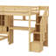 Lit mezzanine simple au-dessus de simple avec bureau intégré, escalier, compartiments de rangement et tablettes-117525343