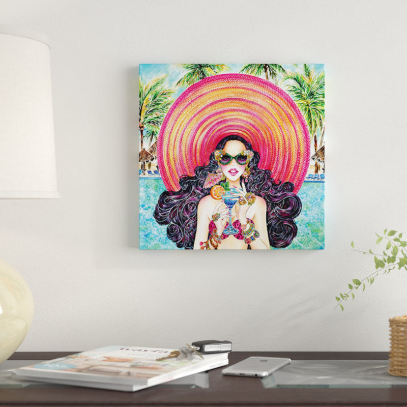 «Palm Hat», impression sur toile, H 26 po x l 26 po x P 1,5 po, Pas de tapis, Toile tendue