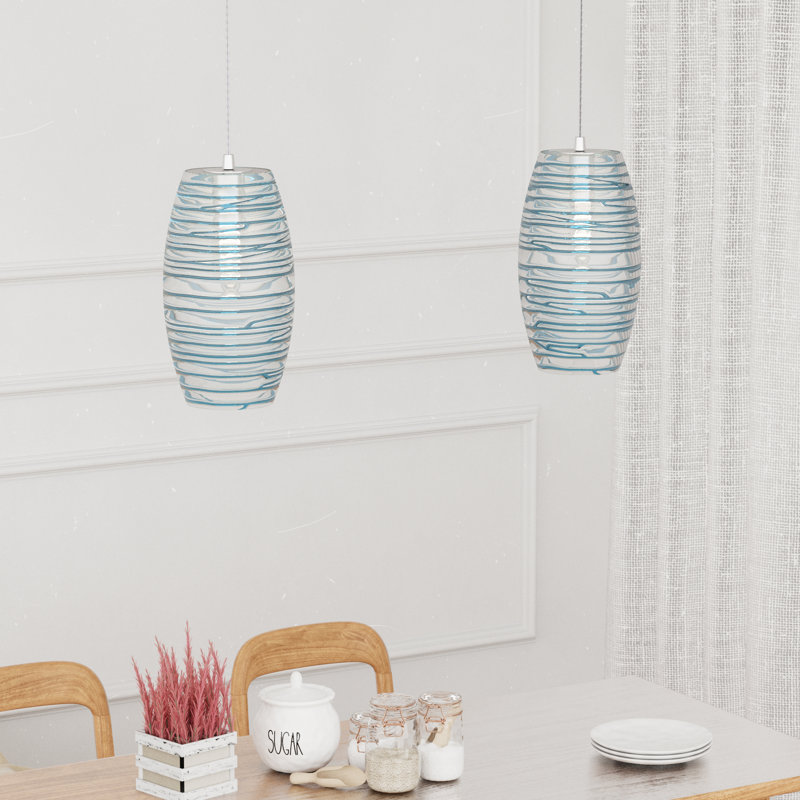 Aref 1 - Light Clear/Chrome/Blue Single Pendant, Blue