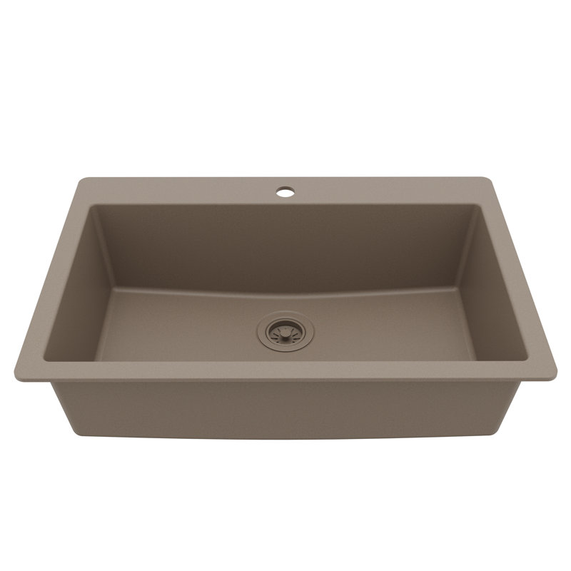 Karran Quartz 33'' X 22'' Large Single Bowl Drop-in Kitchen Sink, Concrete