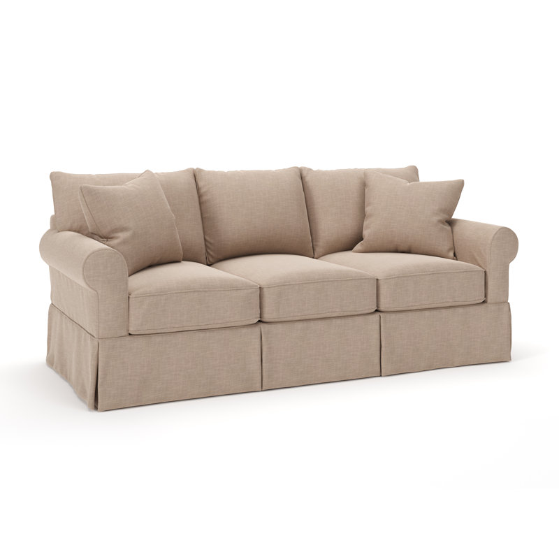 Canapé standard à accoudoirs arrondis 90 po avec coussins réversibles Amari, Tissage panier en lin Conversation