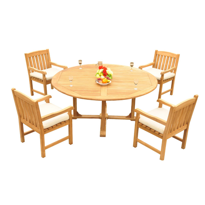 Devon Outdoor - Piece Teak Dining Set, 31" H x 72" W x 72" L, 6