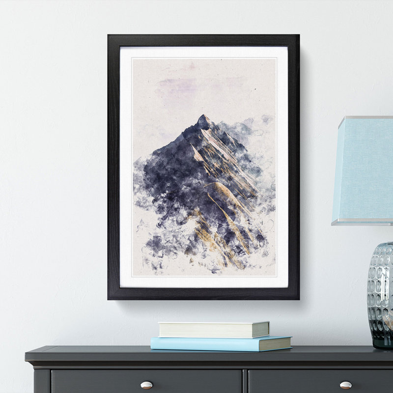Mountain Ridge in Switzerland - Picture Frame Painting Print, 87cm H x 62cm W x 2cm D, Black Framed