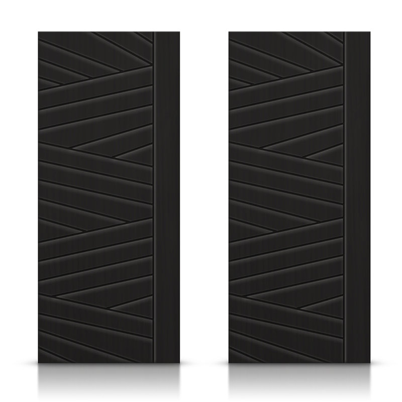 Portes de placard coulissantes à panneaux en bois manufacturé, Noir, 84 po x 96 po