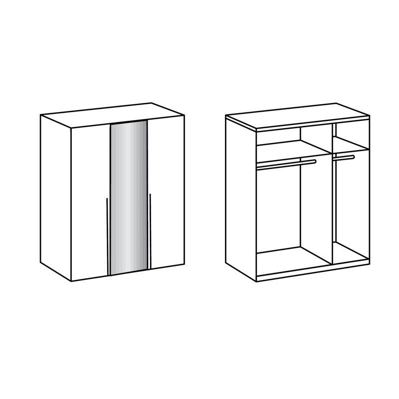 Cliveden 3 Door Manufactured Wood Wardrobe, White