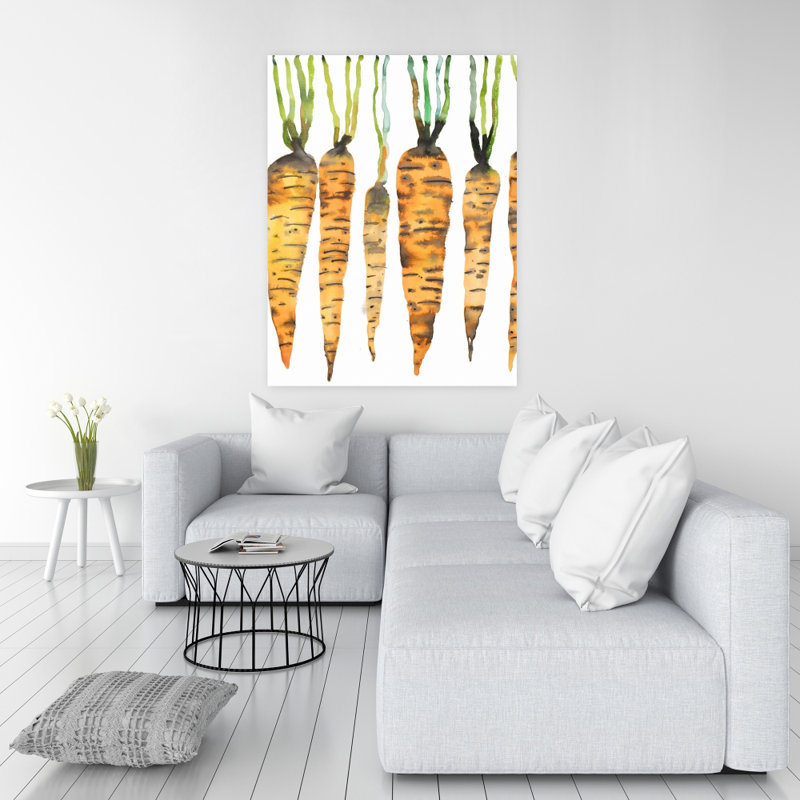 Aquarelle carottes - toile verte gastronomie