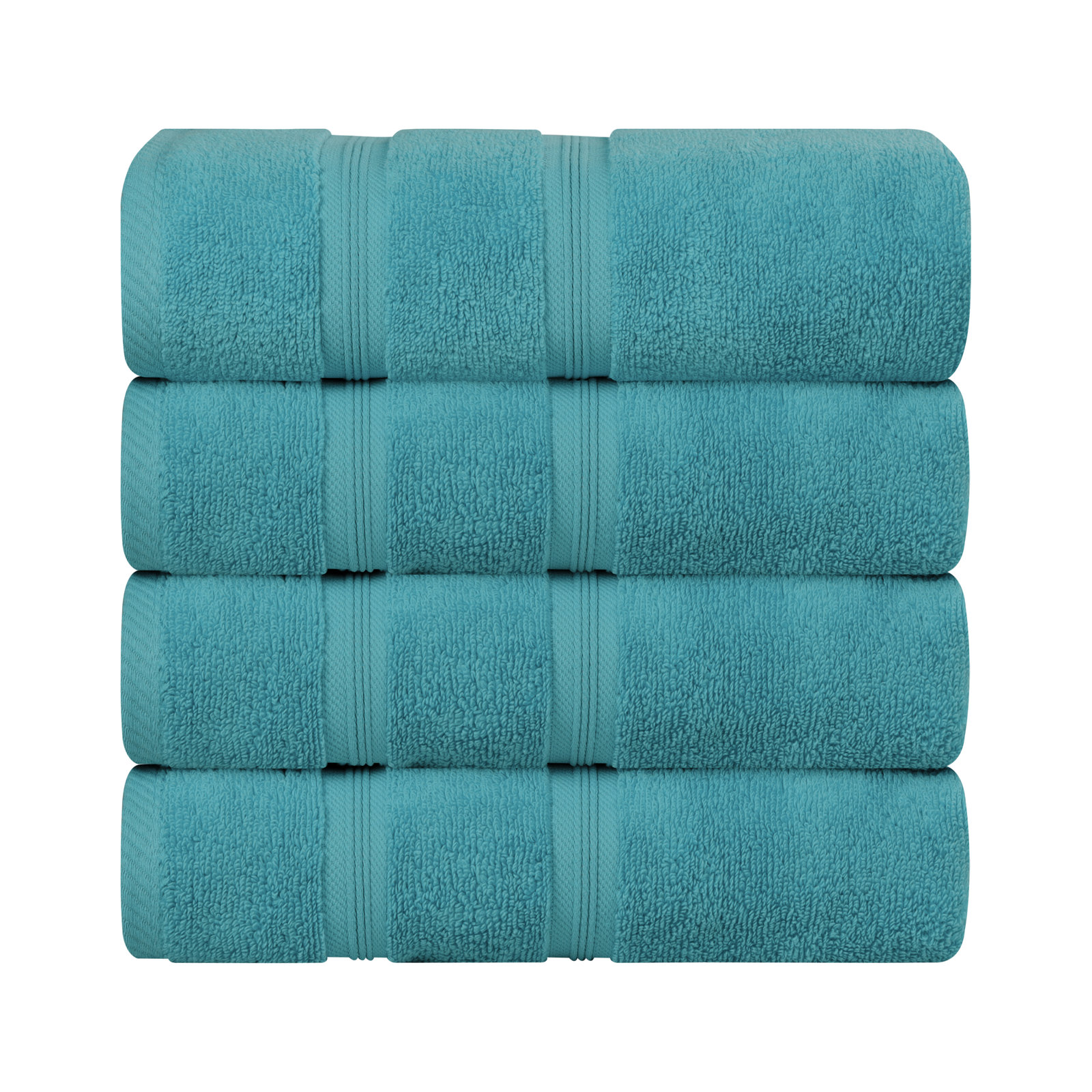 4-Piece Zero-Twist Cotton Towel Set, Turquoise