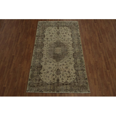 Exquisite Vintage Beige Rug 5x10 Distressed