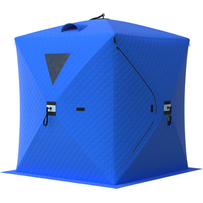 Abri de pêche sur glace isotherme pour 34 personnes 60 secondes Installation instantanée Tente portative à l'épreuve du vent avec support thermique 420d 3 couches et sac de transport pour la pêche en hiver