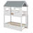 House Bunk Bed With Trundle,Roof And Windows