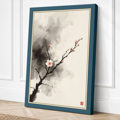 Single Bloom in Silence Japandi - Wrapped Canvas