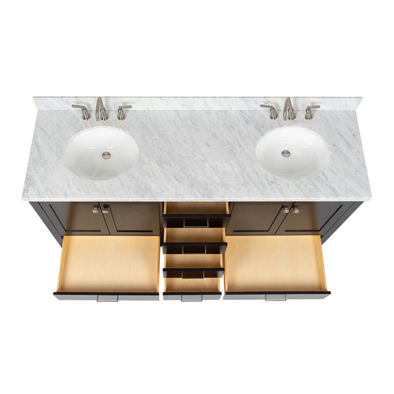 Ensemble de meuble-lavabo double 73 po Cambridge, Ovale, Espresso