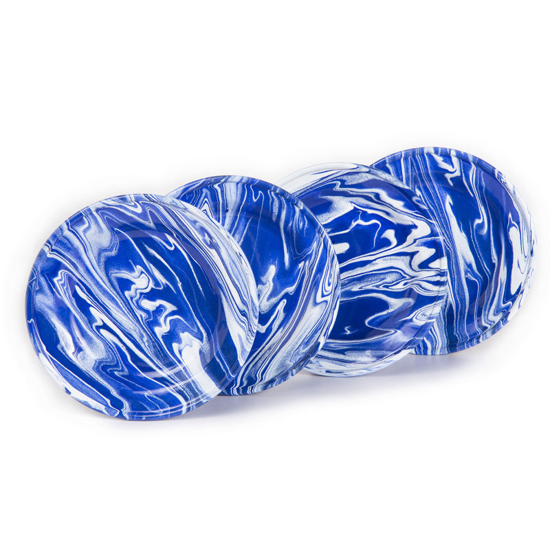 Hand Painted Enamel Ottomar 7" Plate, Blue