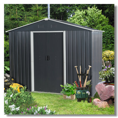 8Ft X 6Ft Outdoor Metal Storage Shed With Floor Base