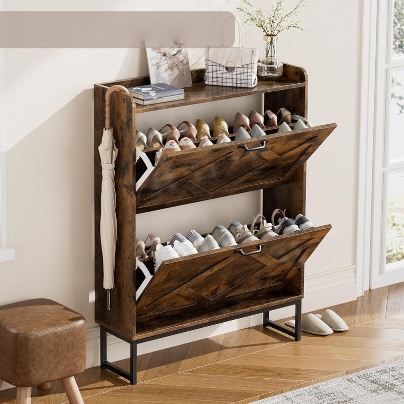Farmhouse Thin Shoe Storage Cabinet
