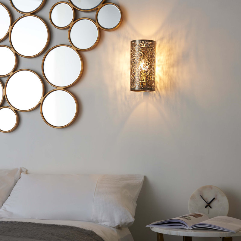 Edie Steel Flush Mounted Sconce, Antique Brass