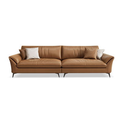 Orange Genuine Leather Modular Sofa cushion couch