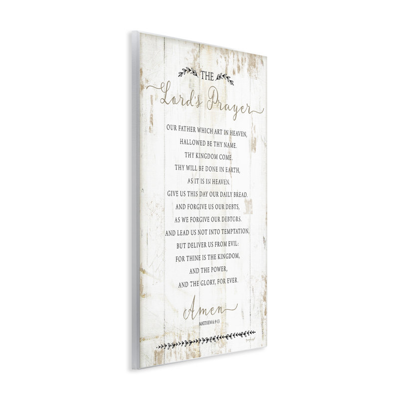 «The Lords Prayer Our Father», art mural en bois blanc patiné rustique par Jennifer Pugh, H 15 po x l 10 po