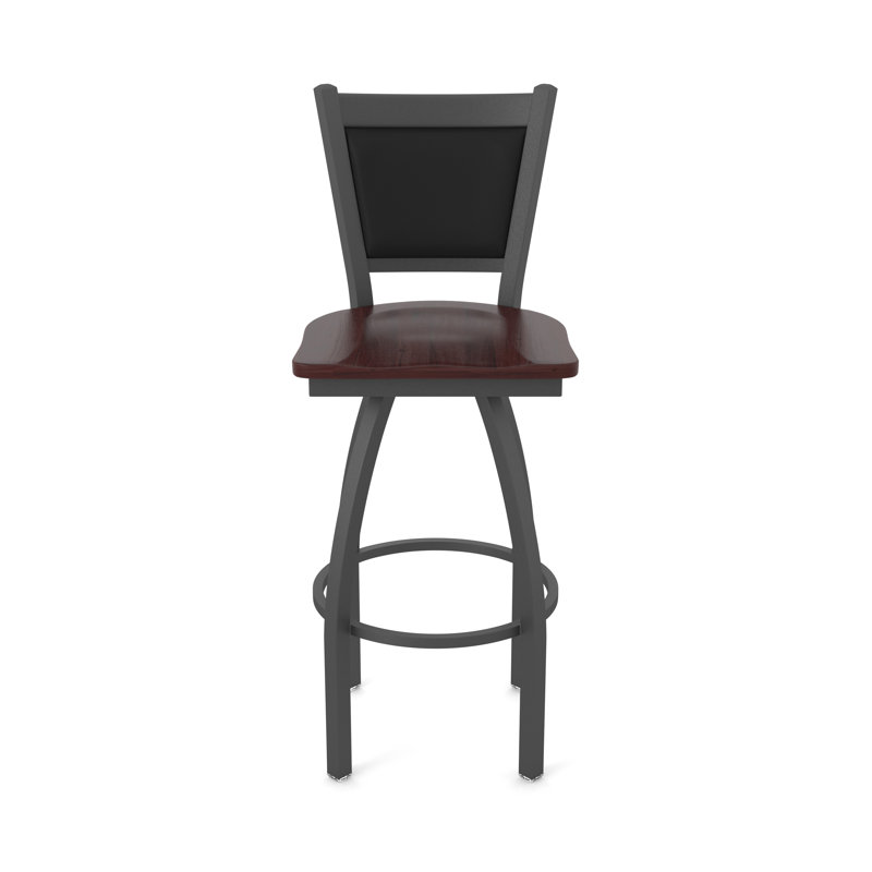 Tabouret pivotant Hadleigh, Érable cerisier foncé, Tabouret de bar (siège d’une hauteur de 30 po), Étain