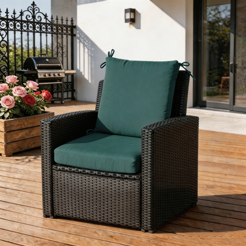 Coussins de chaise d'extérieur 18 po x 36 po x 3,15 po (ensemble de 2), coussin de patio en mousse viscoélastique avec bord en cascade
