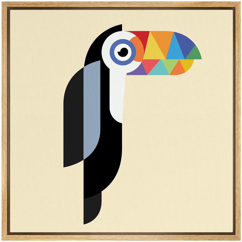 Toucan noir et blanc avec bec arc-en-ciel, animaux modernes, reproduction sur toile, H 24 po x l 24 po